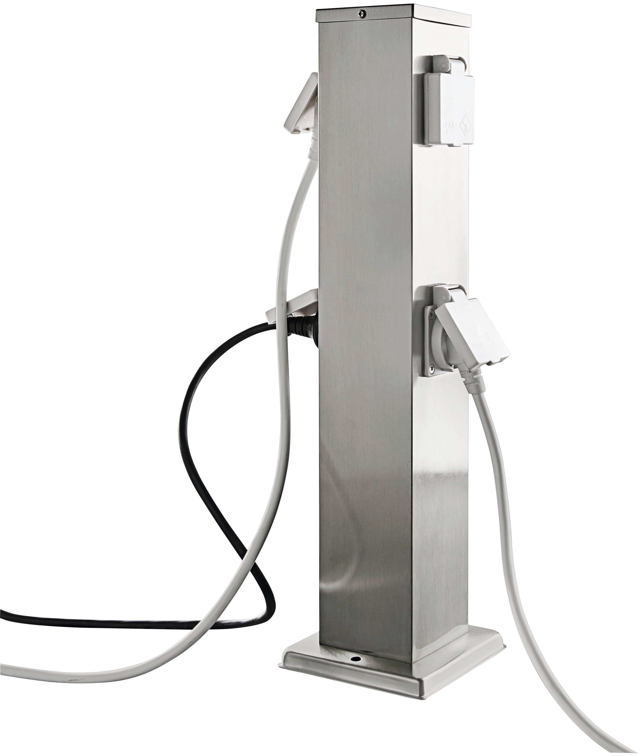 HEITRONIC Gartensteckdose 4-fach-Energieverteiler BANGKOK, Packung, 1-St., Edelstahl anthrazit lackiert