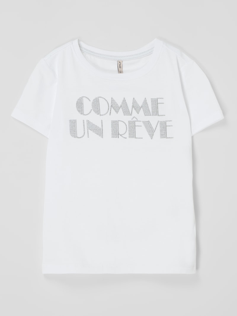 T-Shirt mit Effektgarn Modell 'Jenka' in weiß