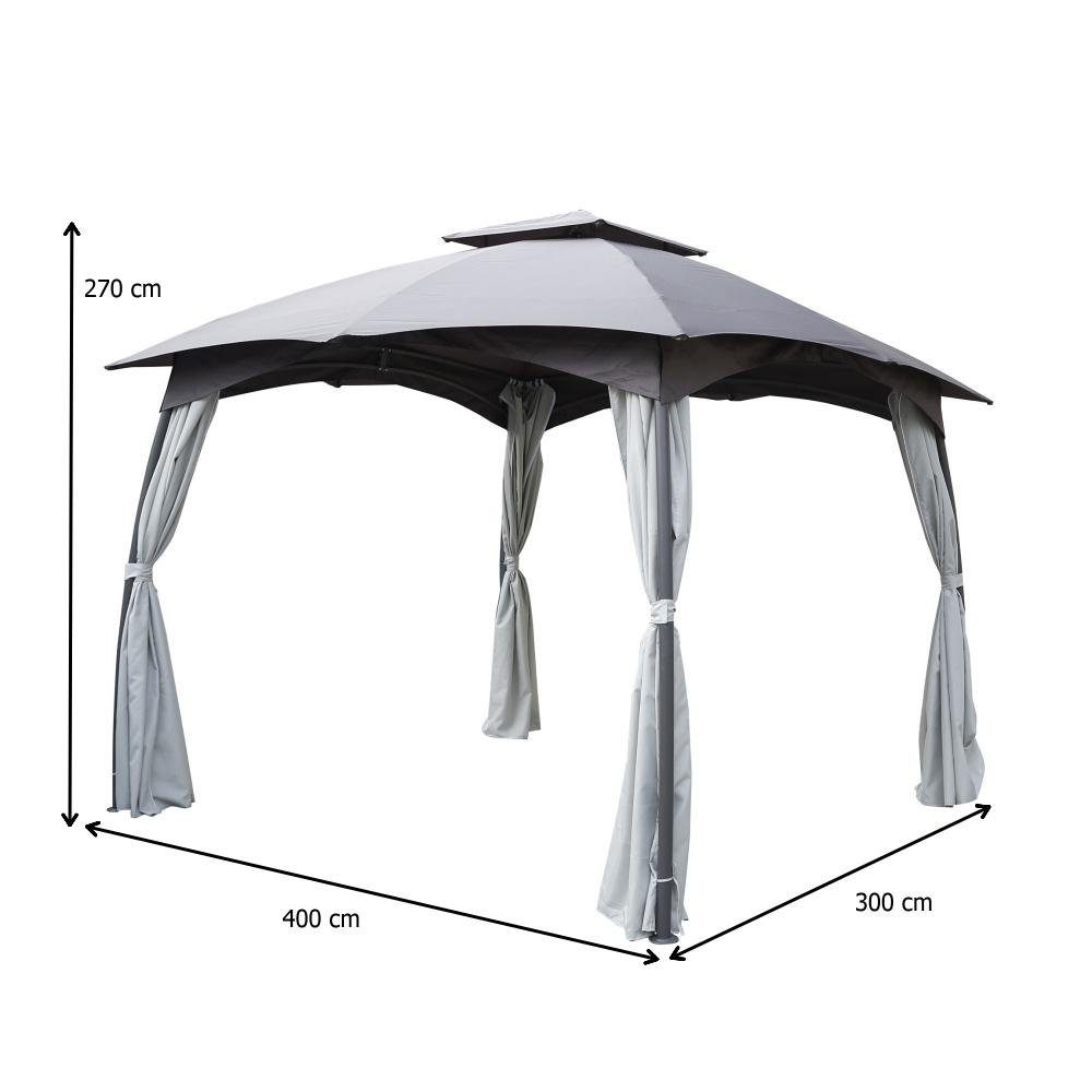 ONDIS24 Grillpavillon Gartenpavillon Gazebo, Maße ca. 3 x 4 x 2,7 (H) m, wasserdicht und wetterfest