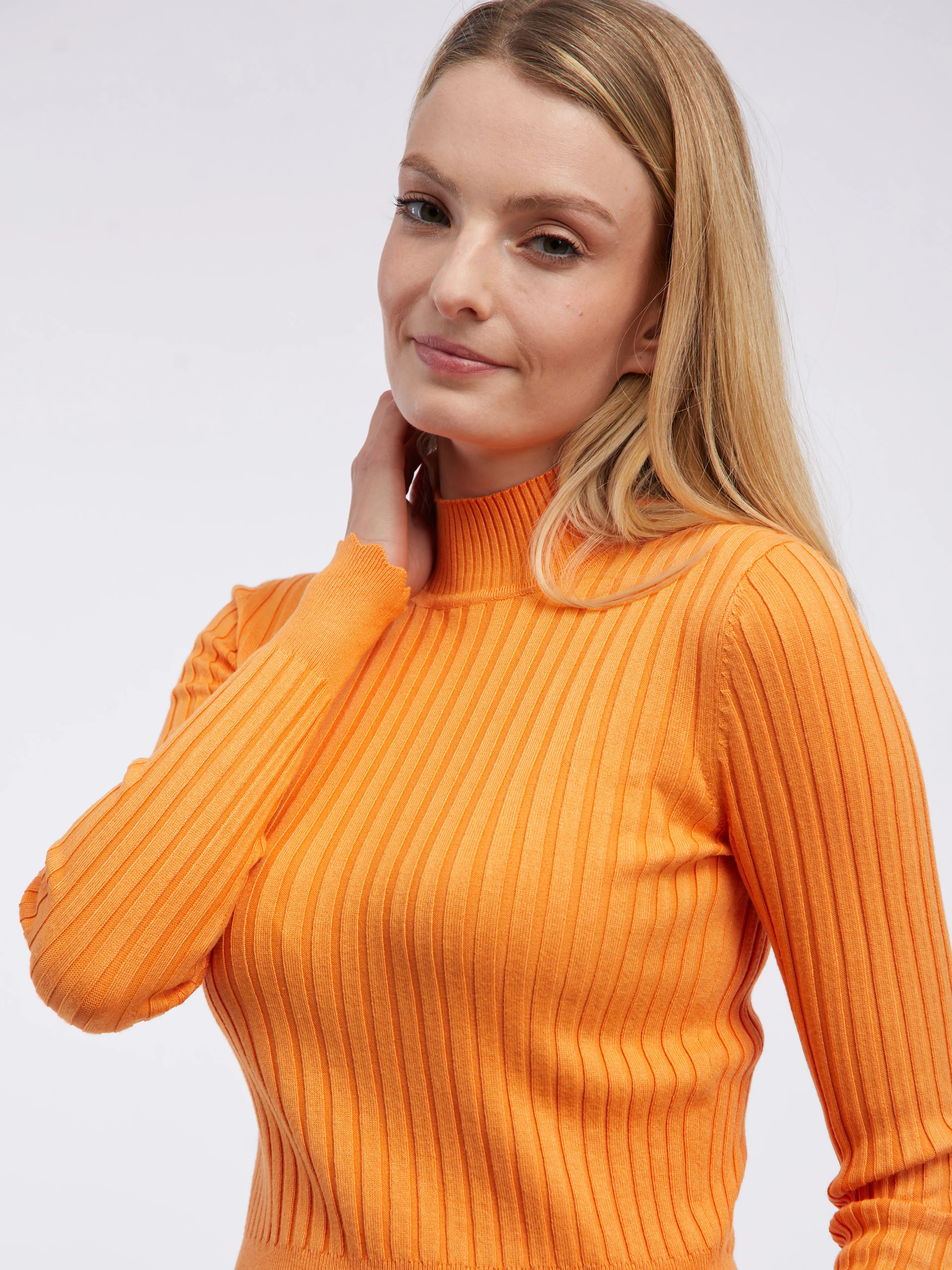 Orangefarbener Damen-Ripp-Pullover ORSAY