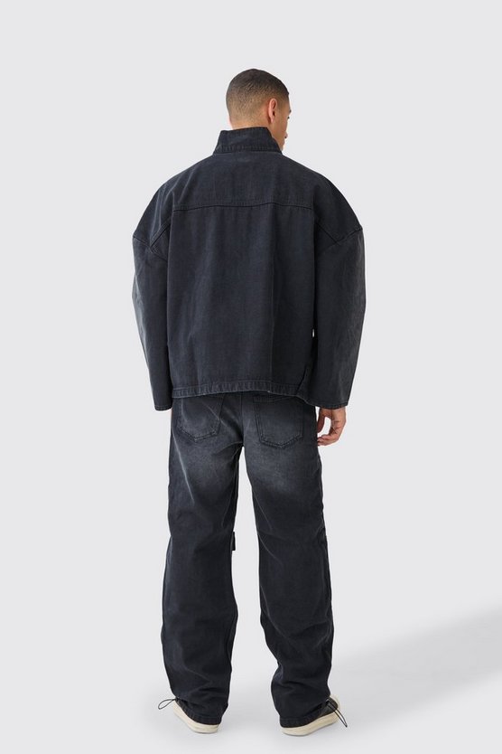 Kastige zerrissene Oversize Jeansjacke