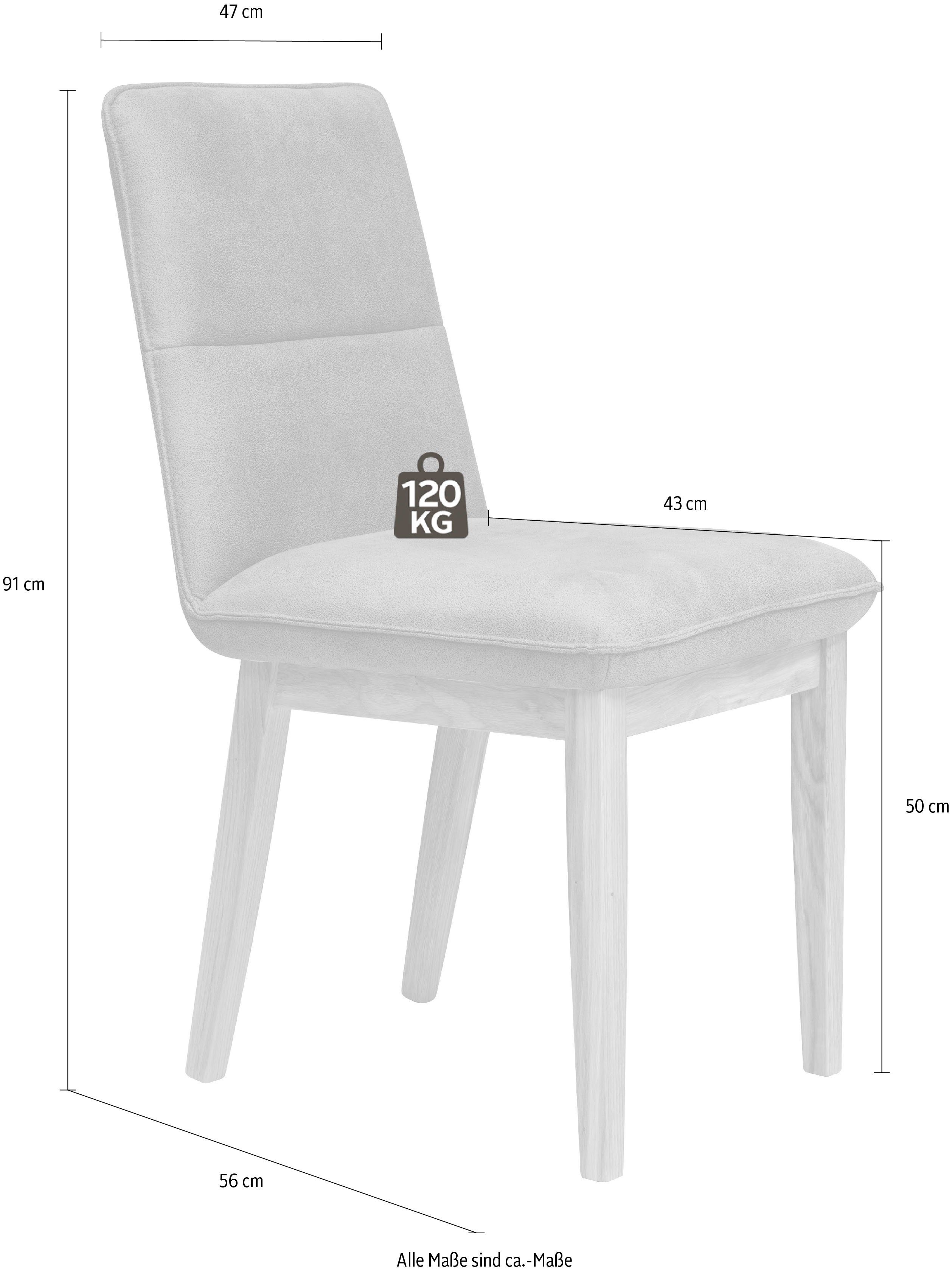 Home affaire 4-Fußstuhl Beluna (Set, 2 St), Gestell und Beine aus massiver Eiche