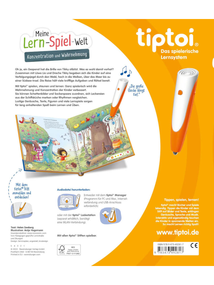 Ravensburger tiptoi Meine Lern-Spiel-Welt: Konzentration und Wahrnehmung, ab 4 Jahre günstig kaufen onesize