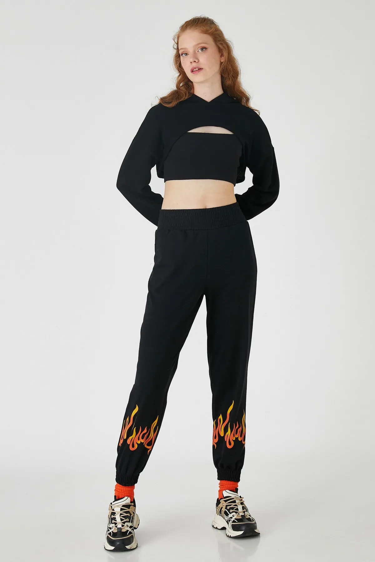 Koton  Schwarze Damen-Jogginghose 3WAL40117IK