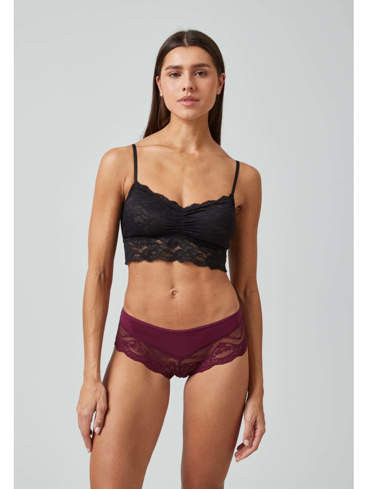 SNOCKS Hipster mit Spitze aus Bio-Baumwolle 3 Stück in Mix (Mauve/Weinrot/Schwarz) günstig kaufen