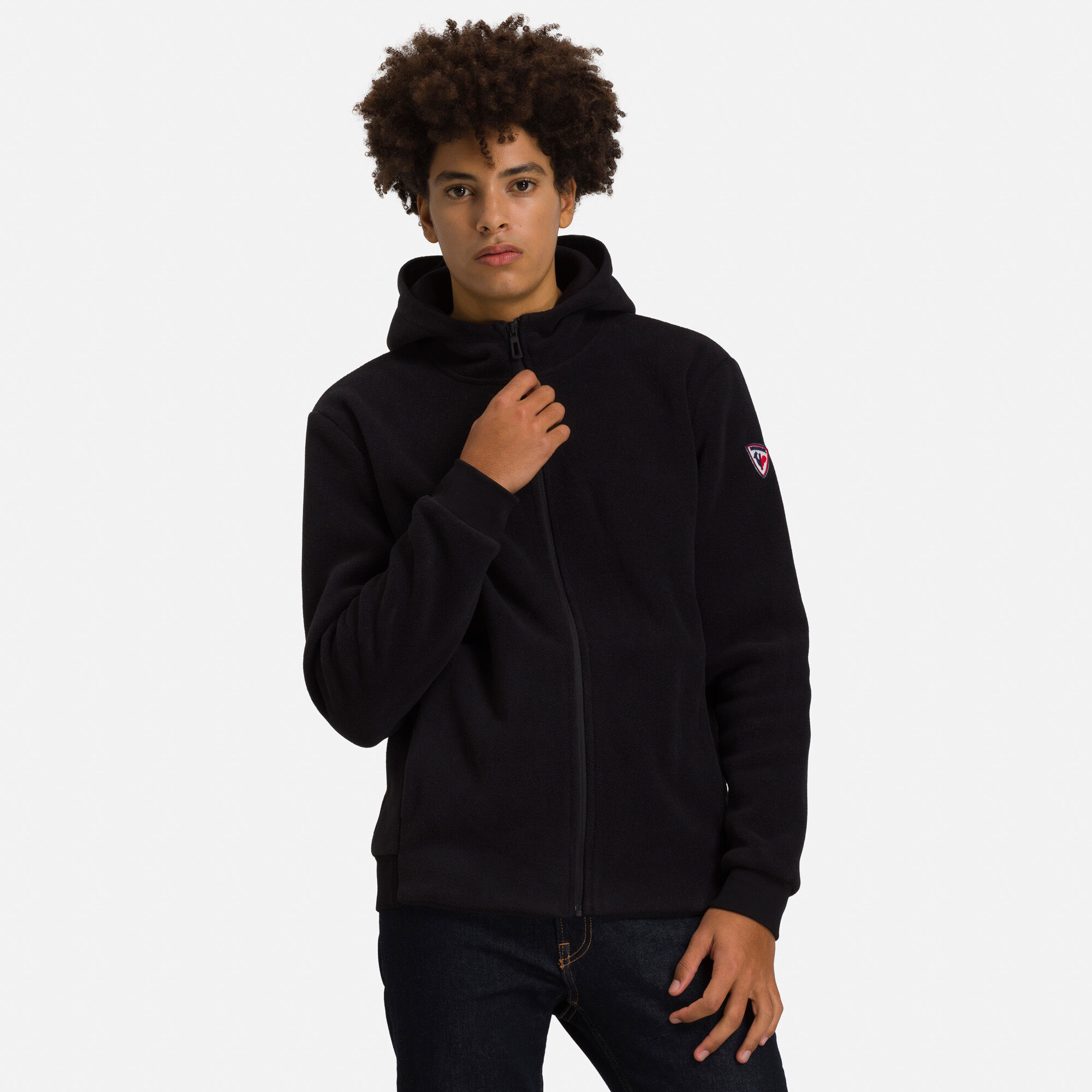 Pull en polaire à capuche zippé Homme