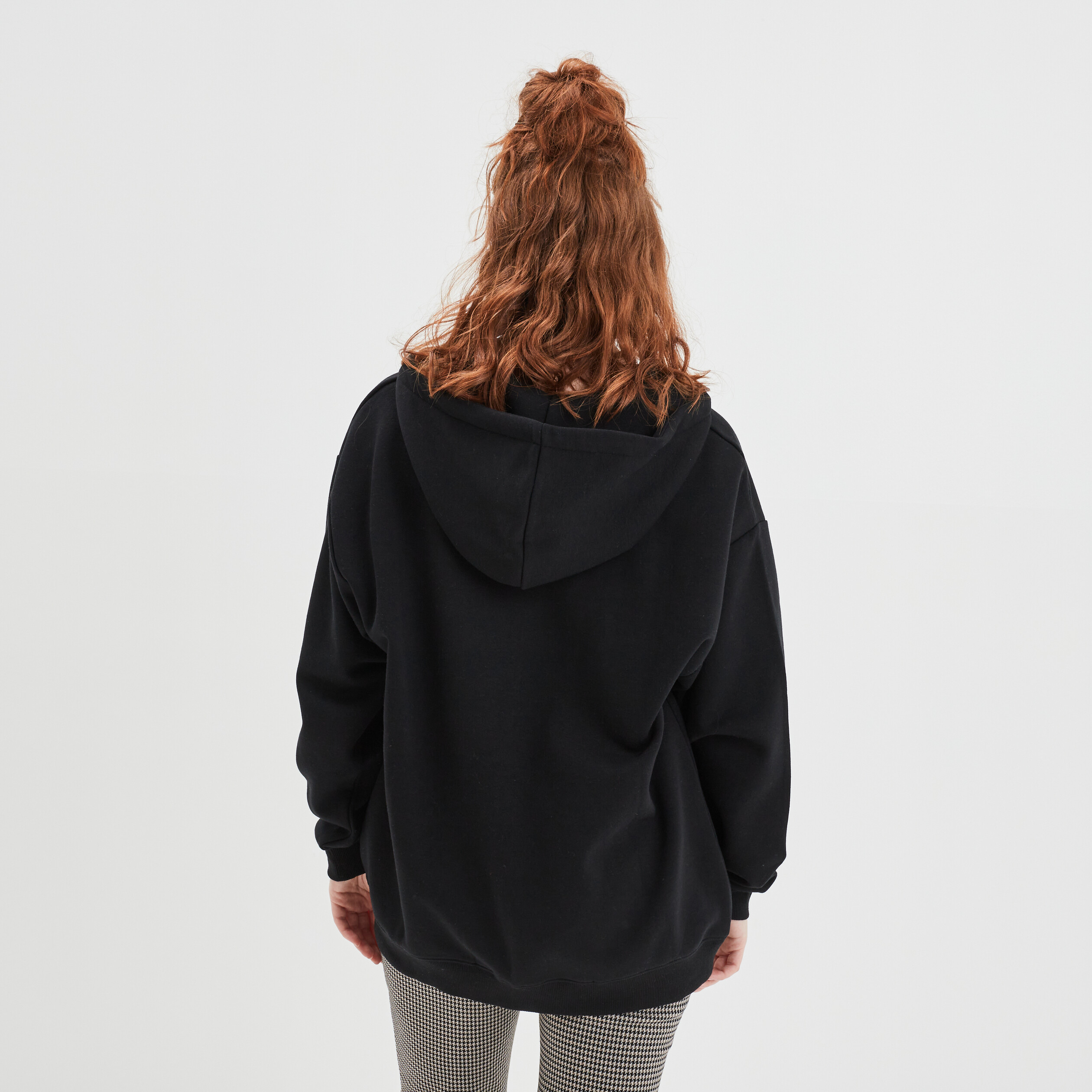 Sweat zippé à capuche oversize mi-long noir femme | La Halle
