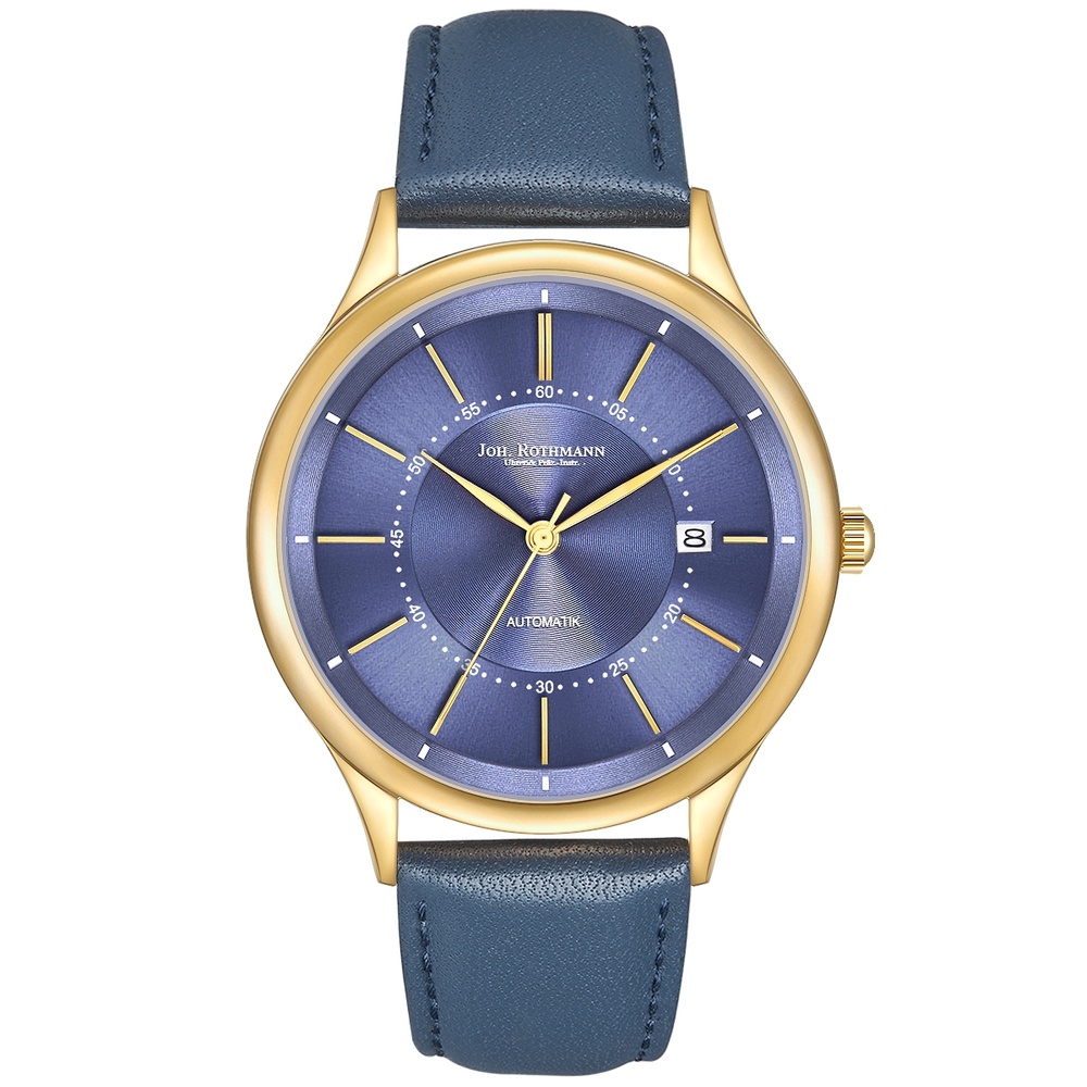 Joh. Rothmann Montre automatique Modern I. en Or jaune Cuir véritable en Bleu Montre