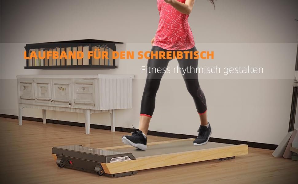 BlueField Laufband (2.25HP leises Laufband zum Gehen und Jogge), schreibtisch, Elektrisches leichtes Laufband aus Holz, 2.25HP leises