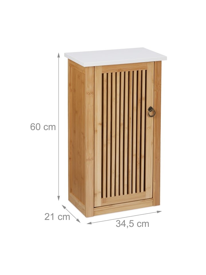 relaxdays Badezimmerschrank in Natur/ Weiß - (B)34,5 x (H)60 x (T)21 cm günstig kaufen onesize
