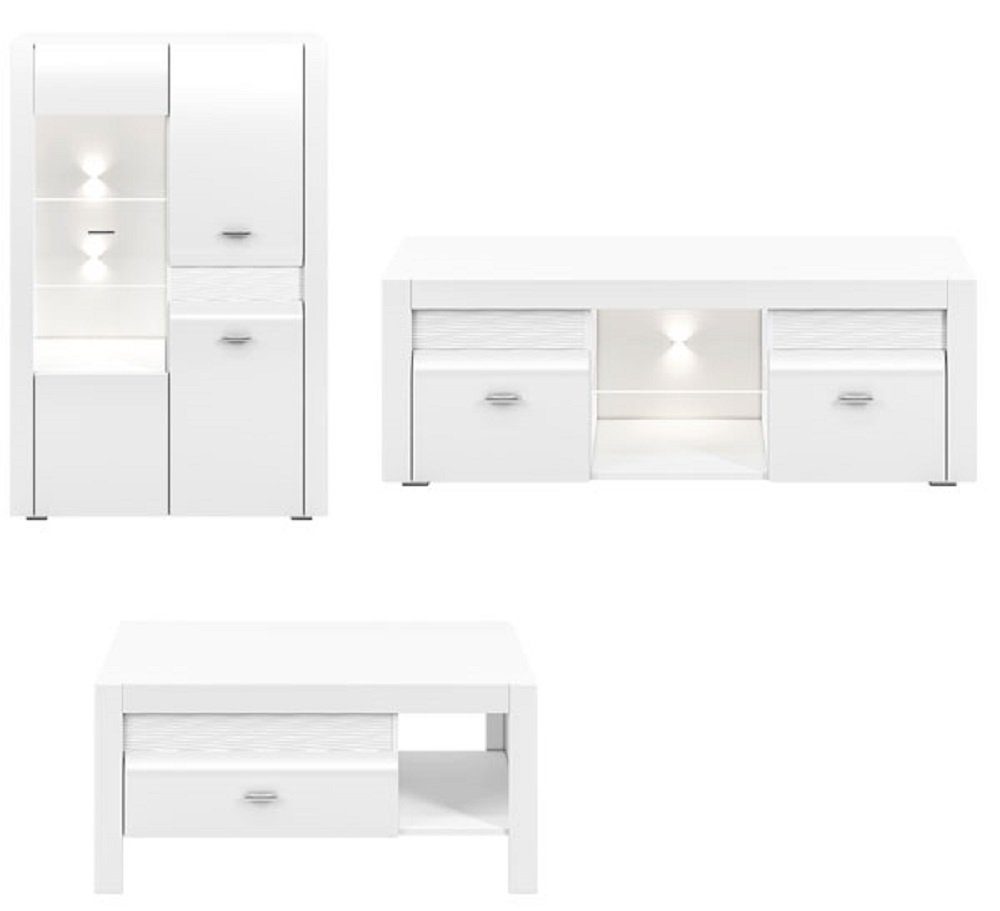 Feldmann-Wohnen Wohnzimmer-Set ARKO, (Set), 1 Lowboard + 1 Vitrine + 1 Couchtisch