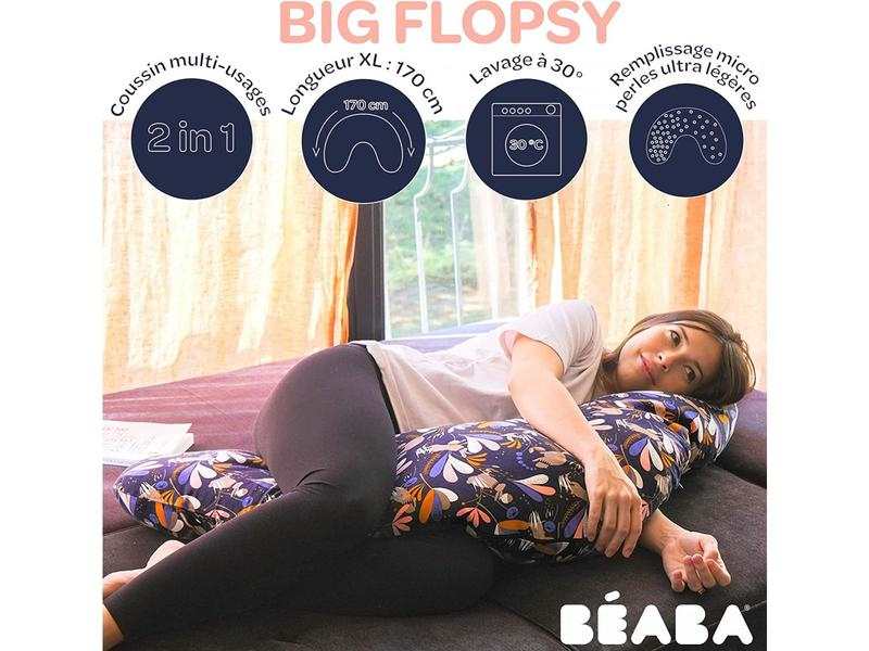 Coussin de maternité et d’allaitement Big Flopsy - Fleur de coton vert sauge