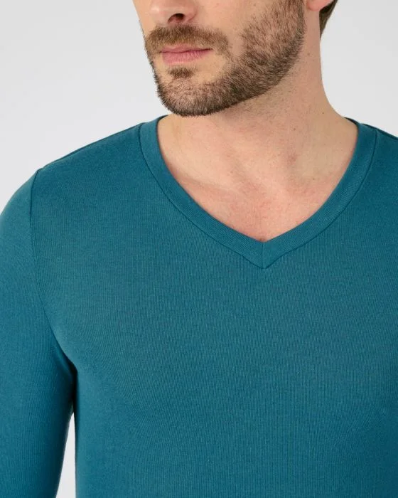T-shirt col V fine côte Thermolactyl Sensitive, manches longues