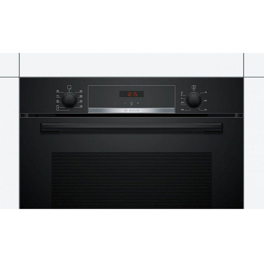 BOSCH Elektro-Herd-Set Autark Backofen Schwarz 3D Heißluft + Glaskeramik Kochfeld Rahmen, mit 1-fach-Teleskopauszug, Katalyse- Rückwand