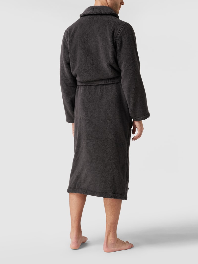 Bademantel mit Label-Stitching in dunkelgrau