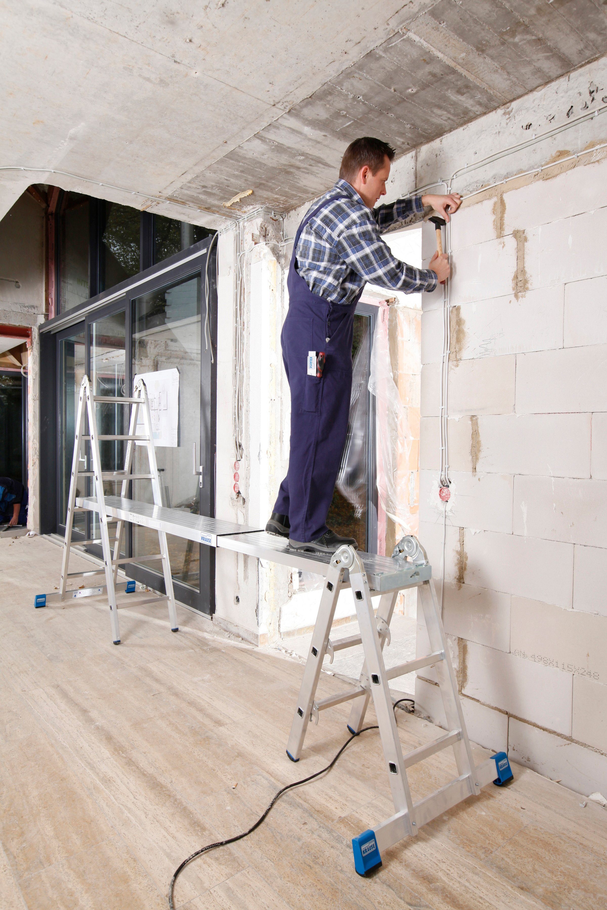 KRAUSE Gelenkleiter Stabilo, Combileiter mit 2x3 und 2x6 Sprossen