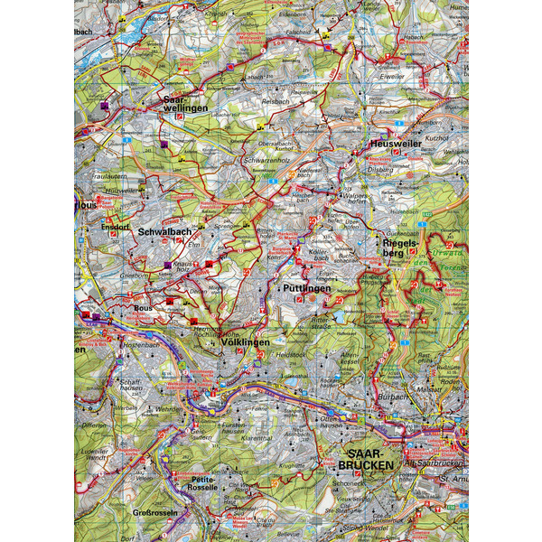 ADFC-REGIONALKARTE SAARLAND, 1:75.000, REIß- UND WETTERFEST - Fahrradkarte