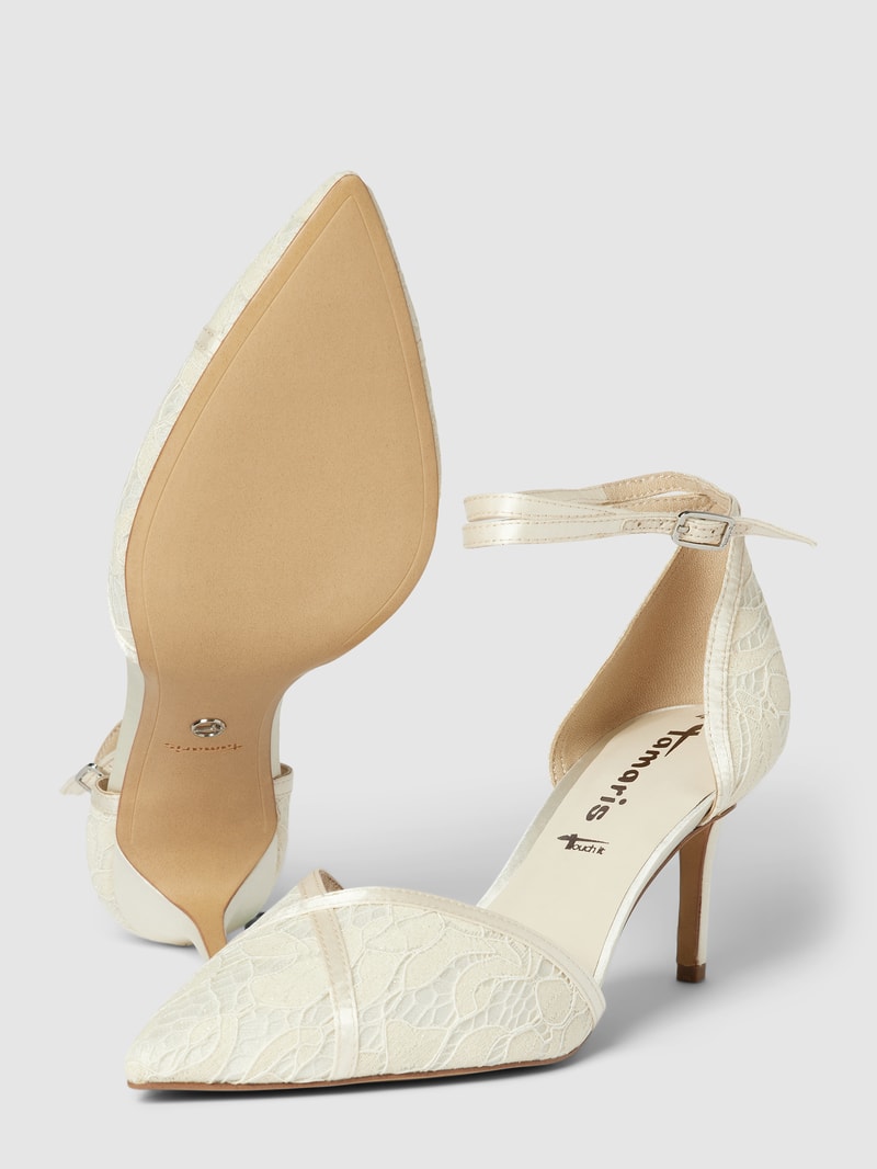 Pumps mit Spitzenbesatz in offwhite