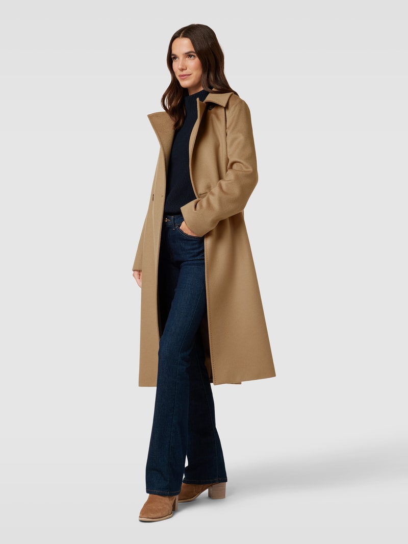 Mantel aus Wolle mit Bindegürtel in camel