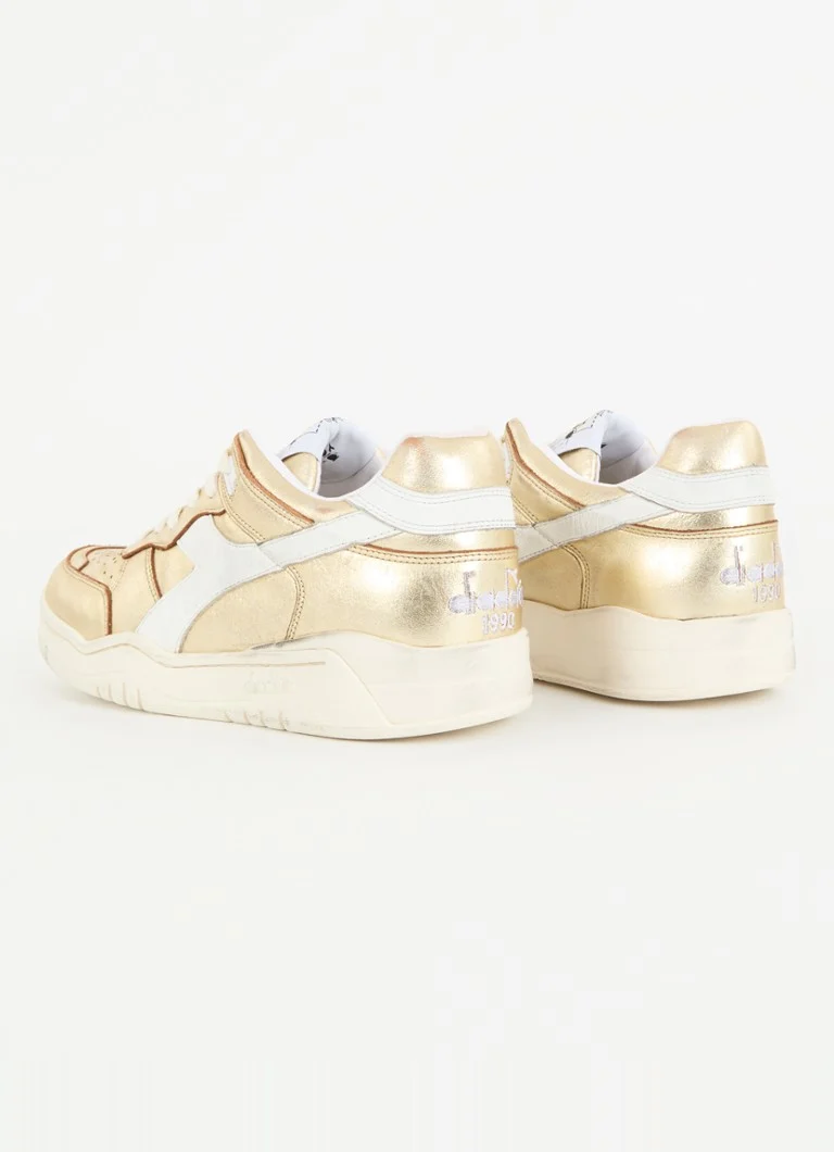 Buty sportowe Diadora B.560 ze skóry używanej z metalicznym wykończeniem