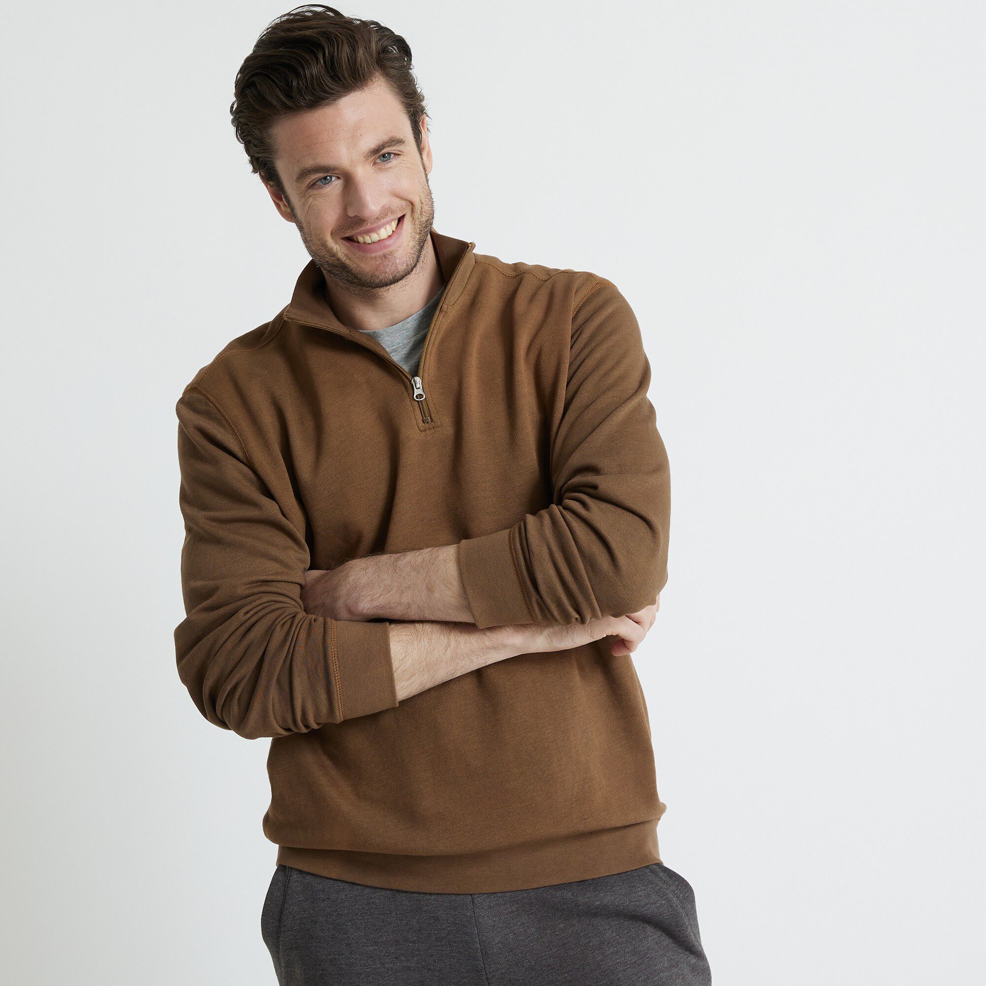 Sweat molleton col camionneur zippé