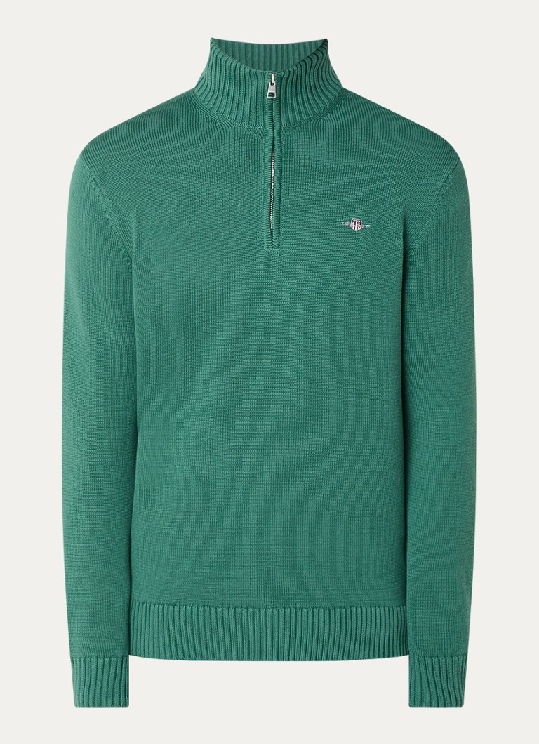 Pullover Gant in maglia fine con mezza zip e logo