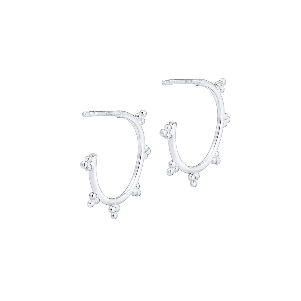 Elli Elli Boucles d'Oreilles Créoles Base Géo Boucles d'oreilles Femme - (925/1000) Ar Boucles d'oreilles