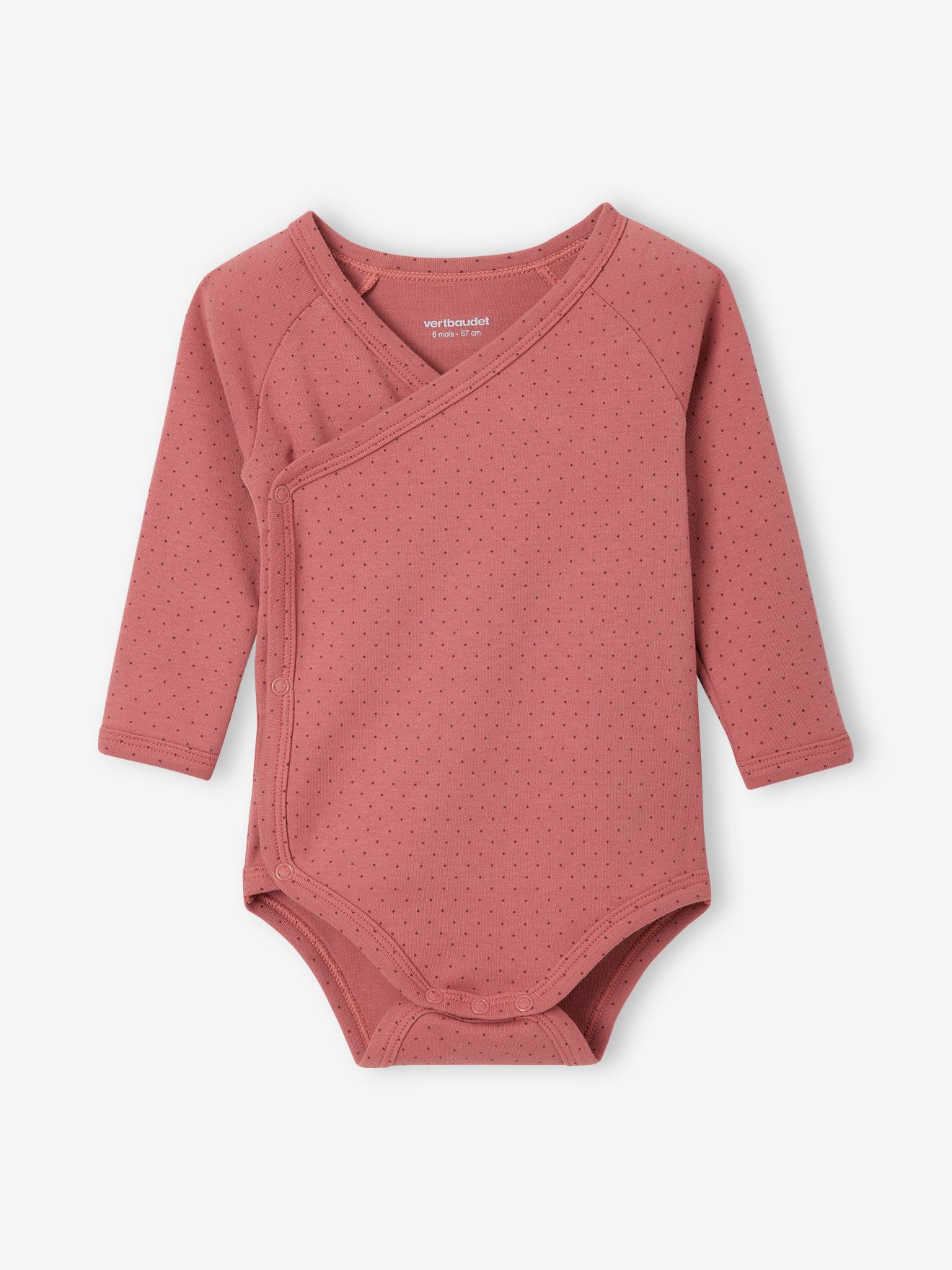 Lot de 5 bodies manches longues bébé ouverture naissance mauve