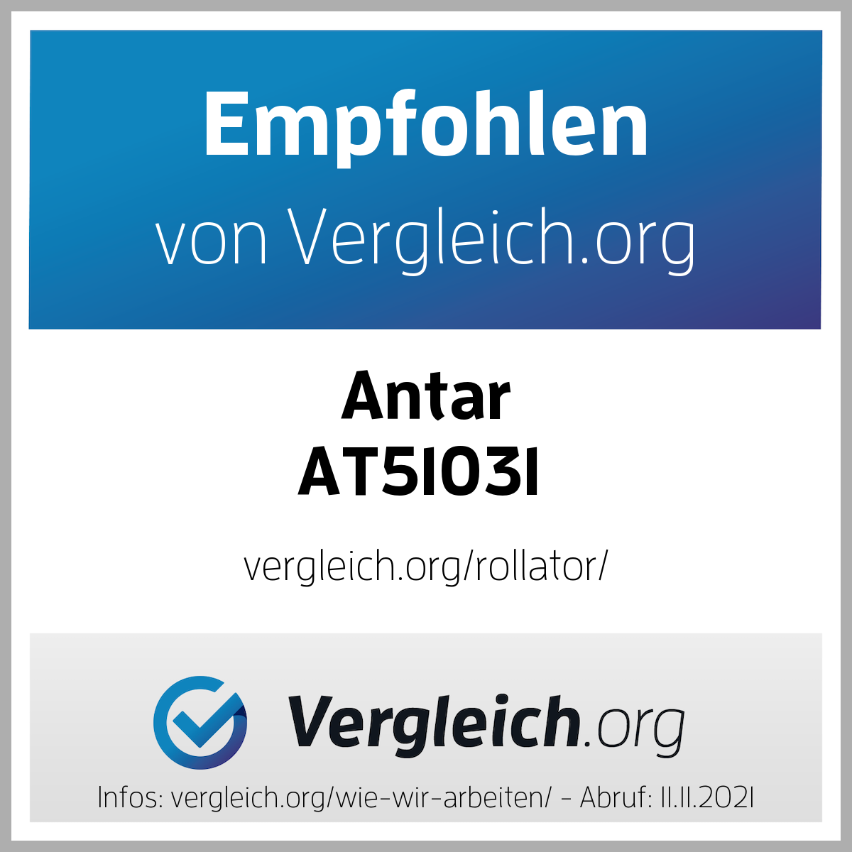 ANTAR Alu Outdoor Rollator AT51031 inkl. Gehstockhalter