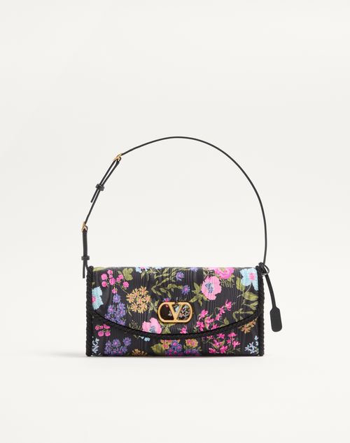 Bolsa de Ombro Pequena Valentino Garavani Devain em Tecido Floral Moiré Papier