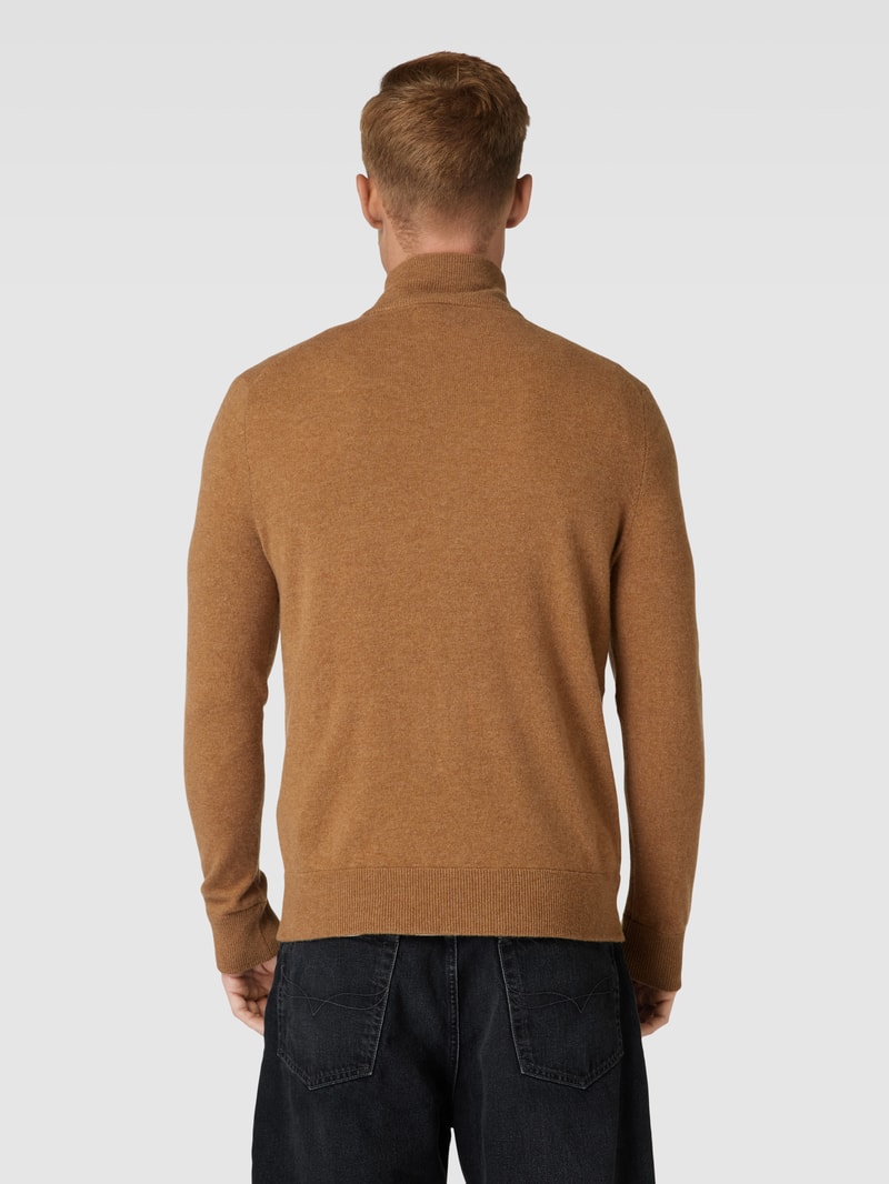 Strickjacke aus Lanawolle mit Nahtreißverschluss in hellbraun