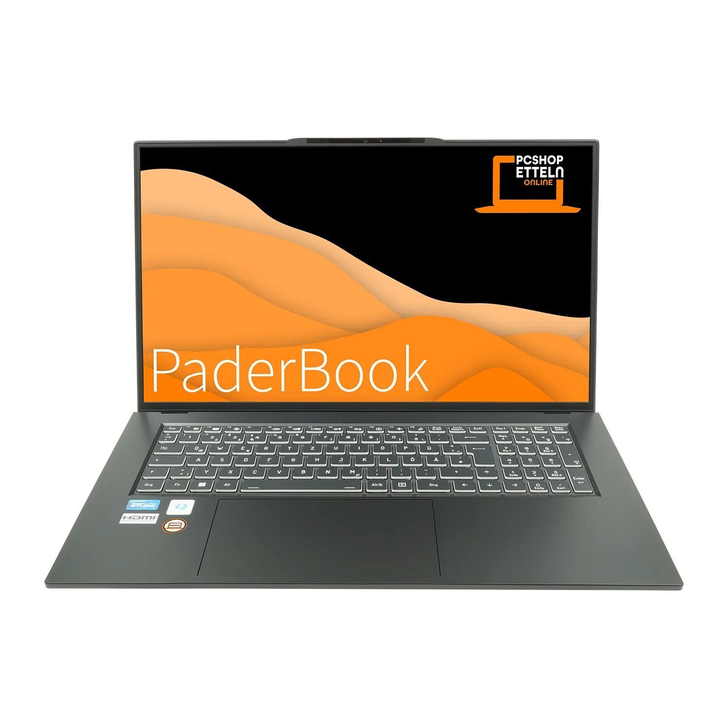 PaderBook Plus i57 Notebook (43,90 cm/17.3 Zoll, Intel Core i5 1340P, Iris Xe Graphics G7, 500 GB SSD, fertig installiert & aktiviert, Funkmaus & Laptoptasche)