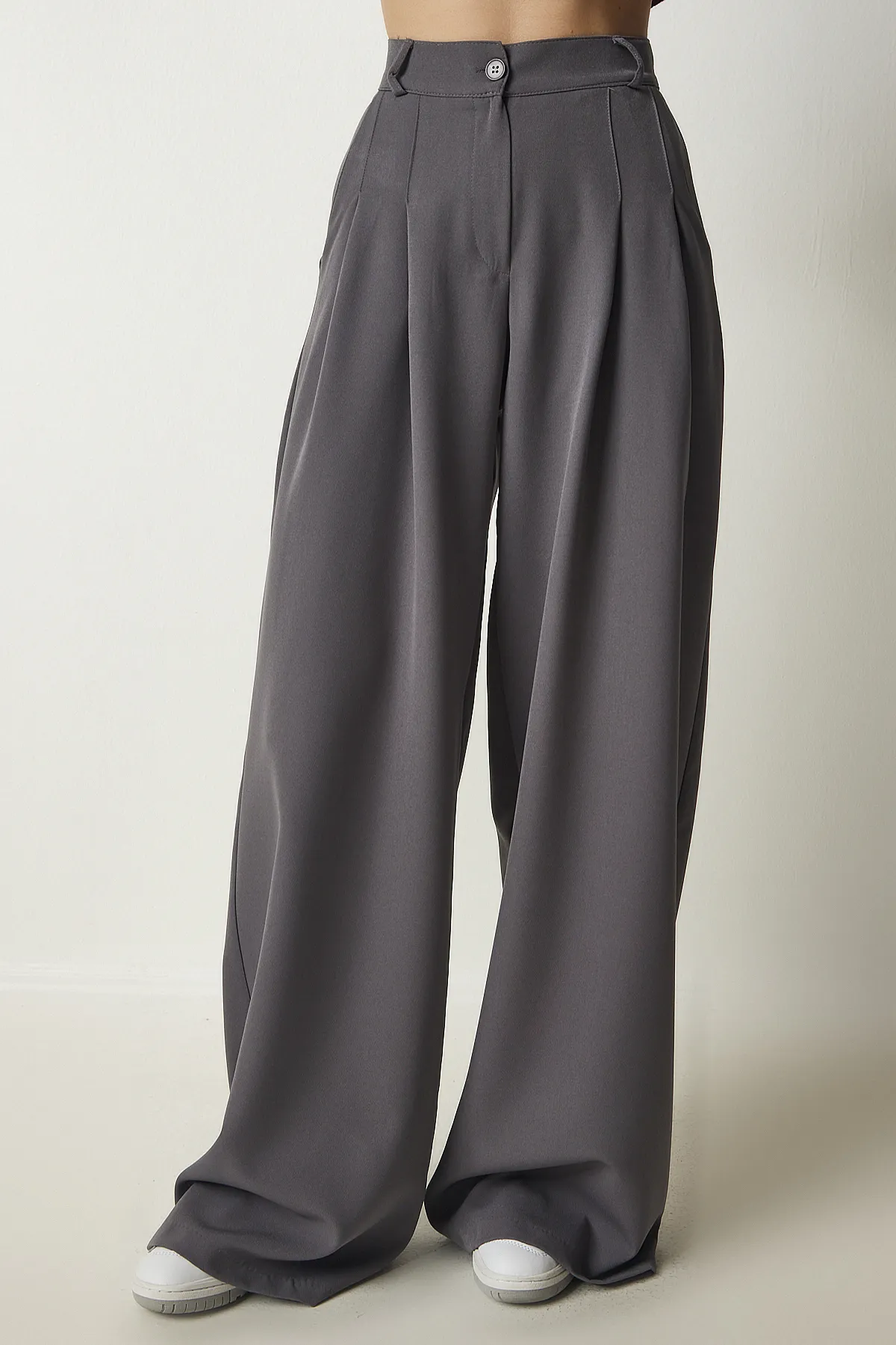 Happiness İstanbul  Graue plissierte Palazzo-Webhose für Damen FN03139