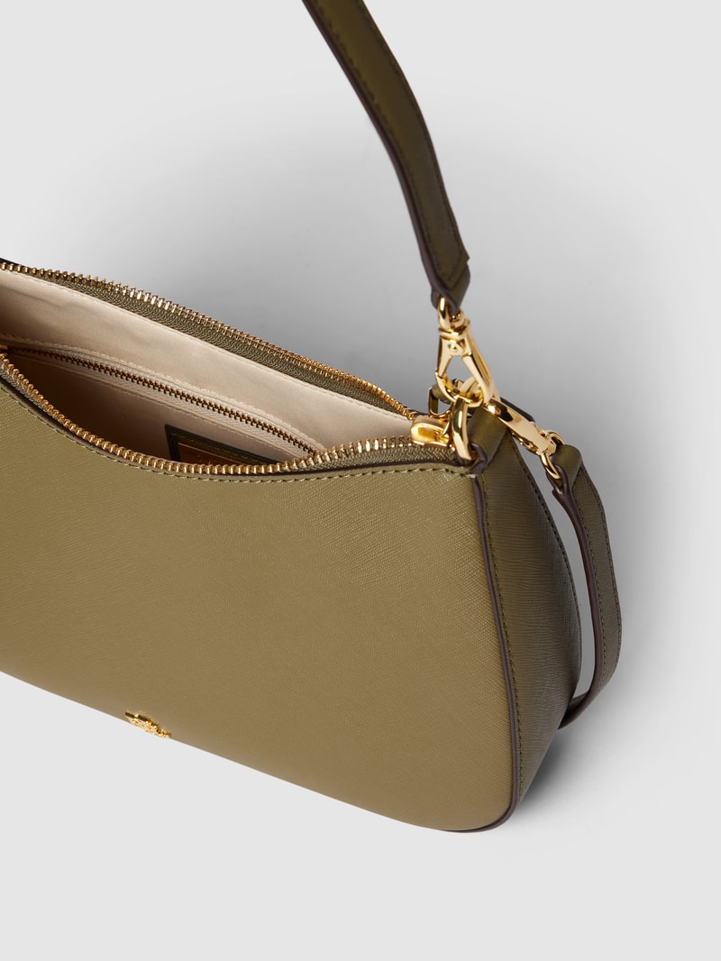 Schultertasche mit Label-Applikation Modell 'DANNI' in olivgrün