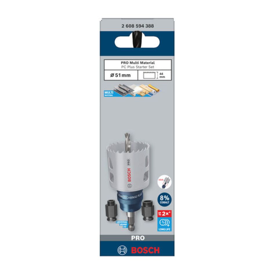 Set de carotă Bosch Blue Accessories 2608594388 PRO Multi Material PC Plus 51 mm