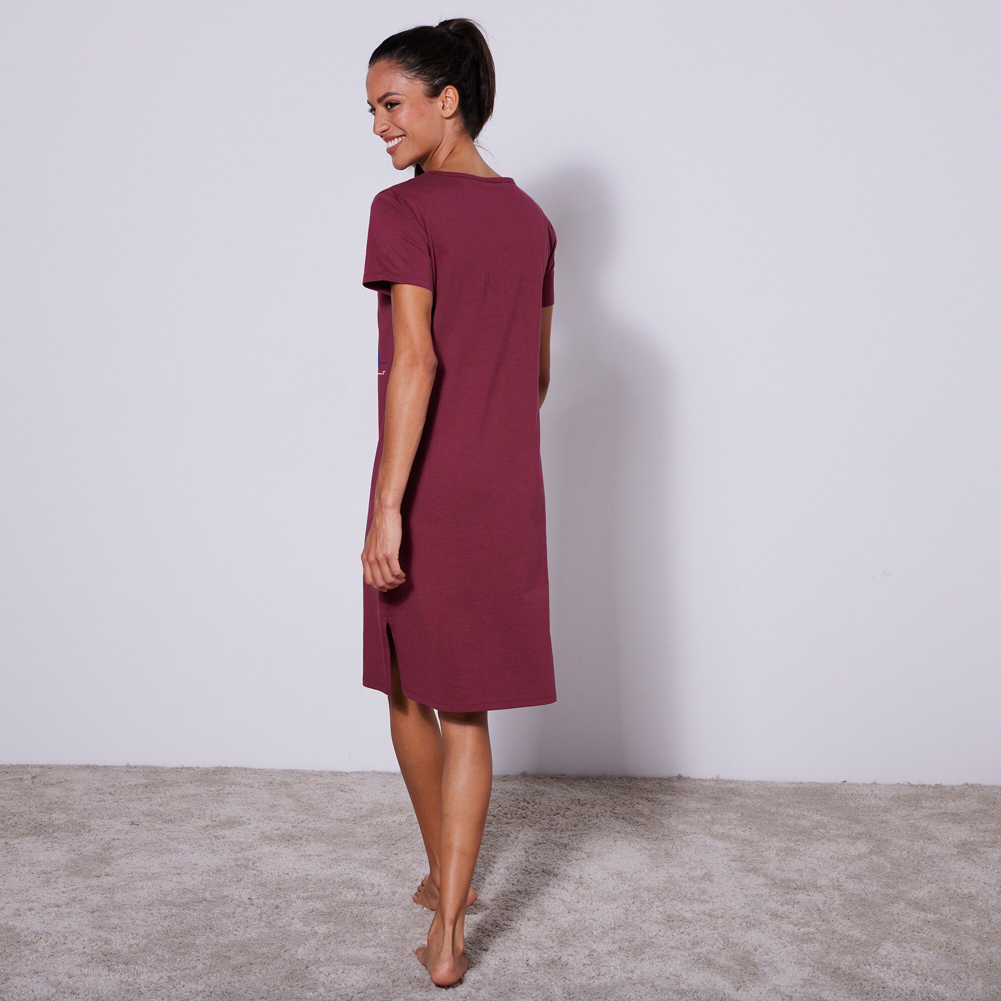 Chemise de nuit courte manches courtes imprimé « nature morte »