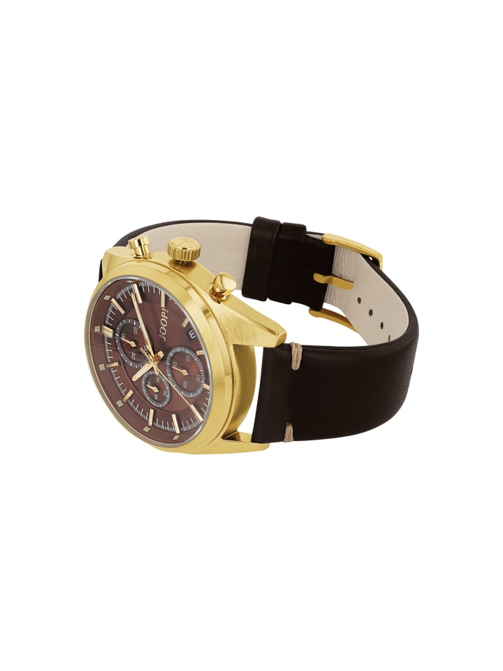 JOOP! Chronograph Leder, Edelstahl in Gold günstig kaufen 20 cm