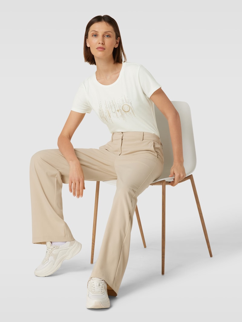T-Shirt mit Ziersteinbesatz in weiss