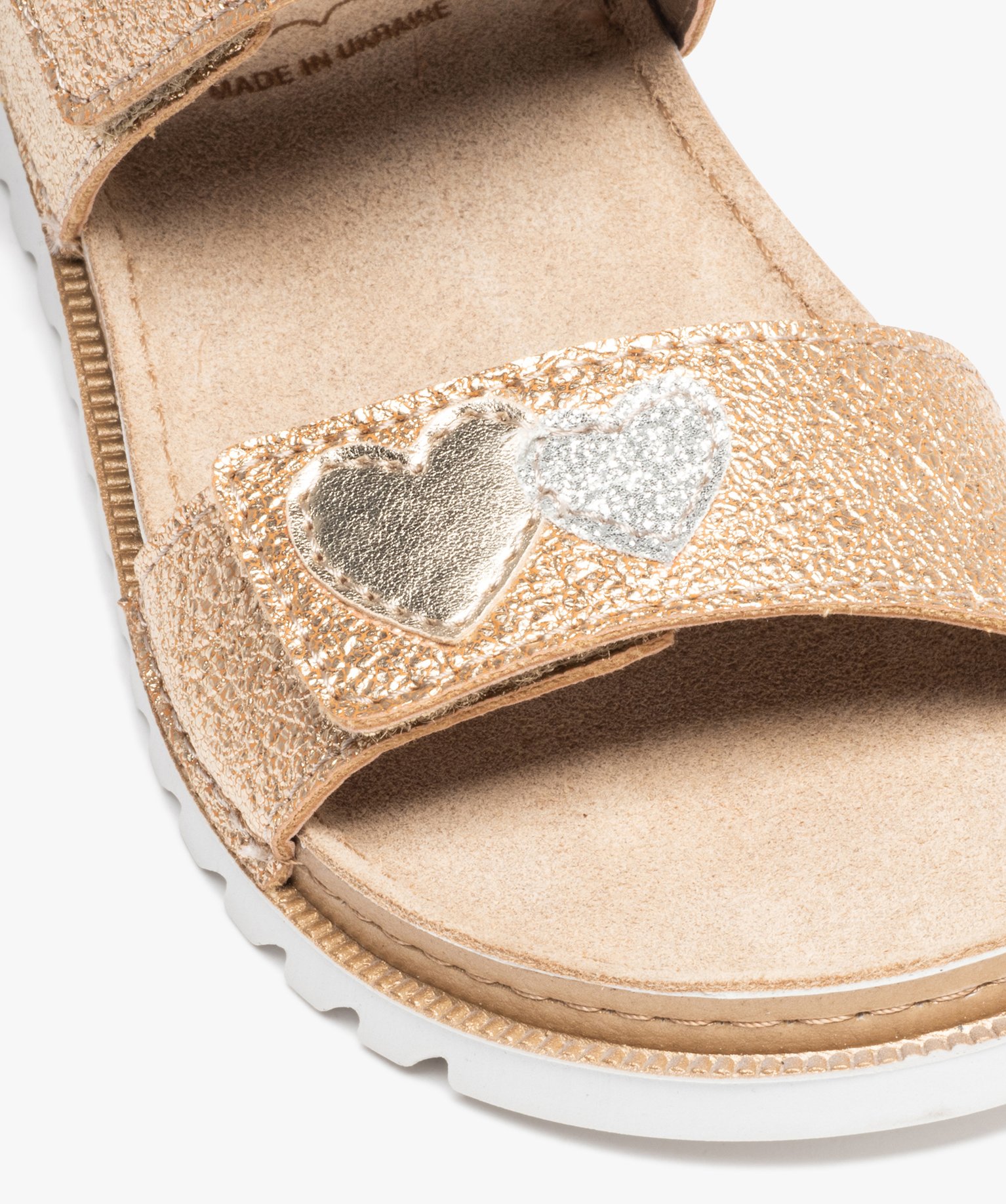 Sandales fille à brides irisées avec scratch or | GEMO