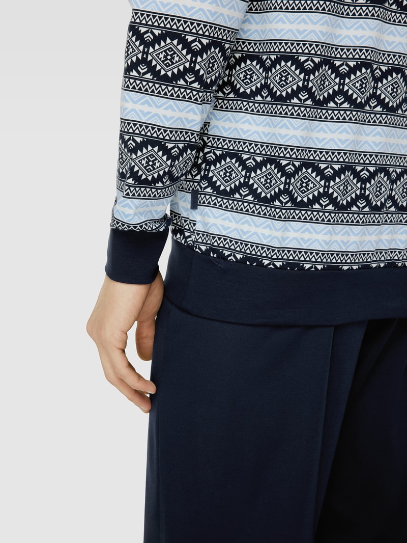 Pyjama mit Allover-Muster Modell 'Relax' in dunkelblau