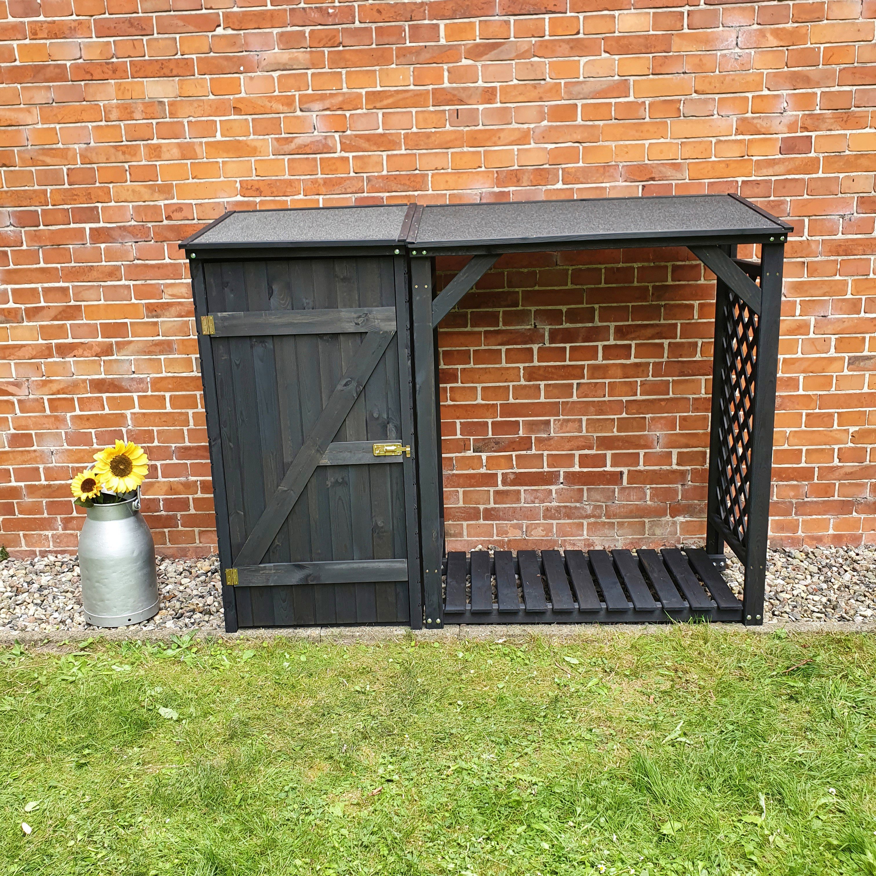 promadino Kaminholzregal Speyer, BxTxH:192x68x148 cm, mit Geräteschrank