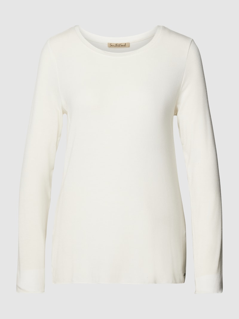 Longsleeve mit Label-Detail in offwhite