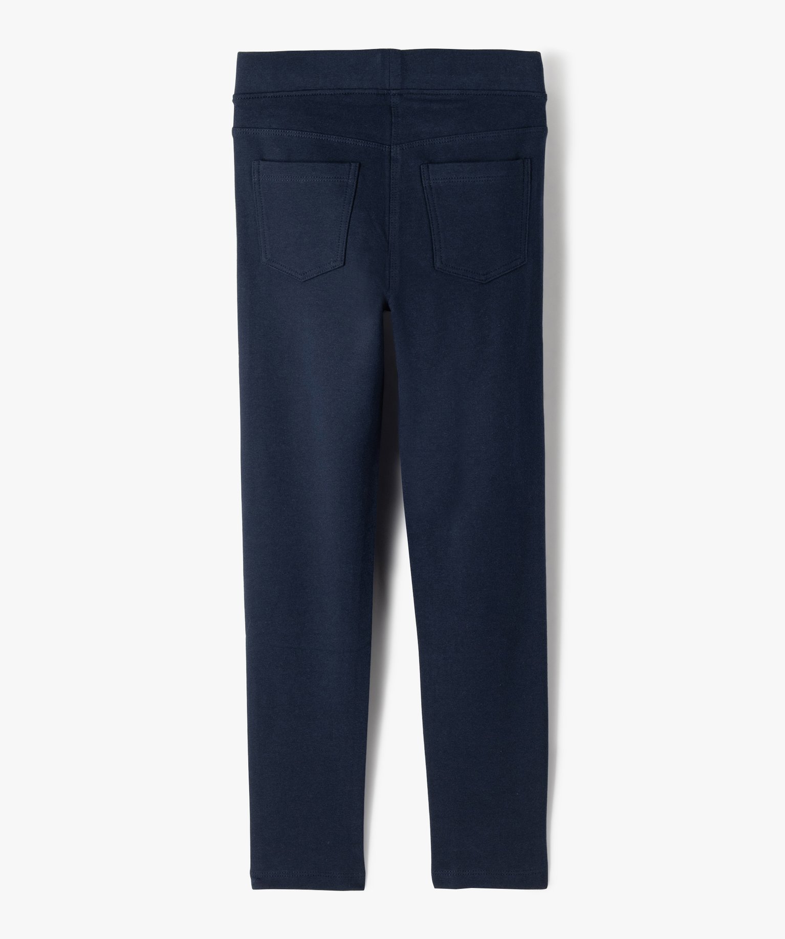 Leggings uni en coton extensible fille marine | GEMO