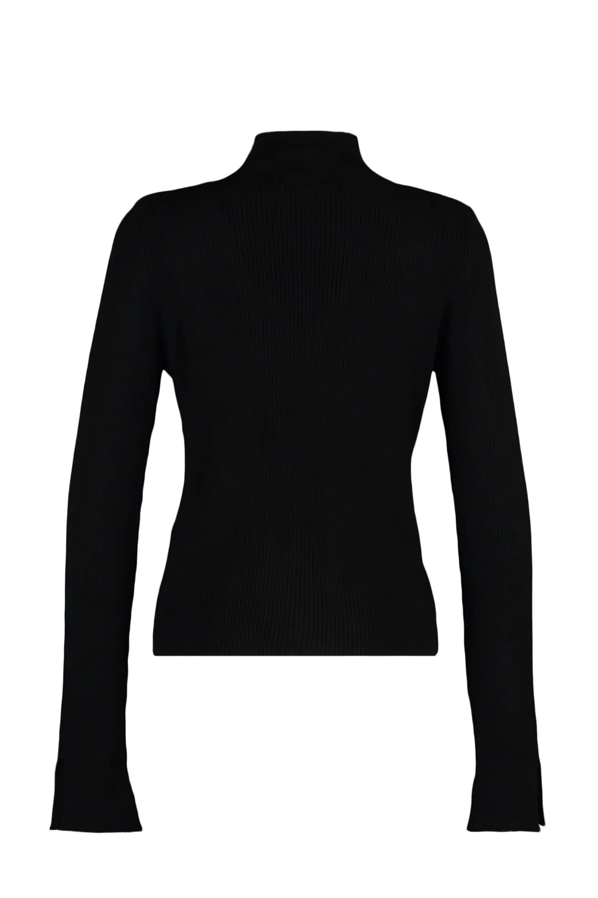 Trendyol Curve  Schwarzer Feinstrickpullover mit Ausschnitten und halbem Rollkragenpullover und Kettendetail TBBAW23AN00120