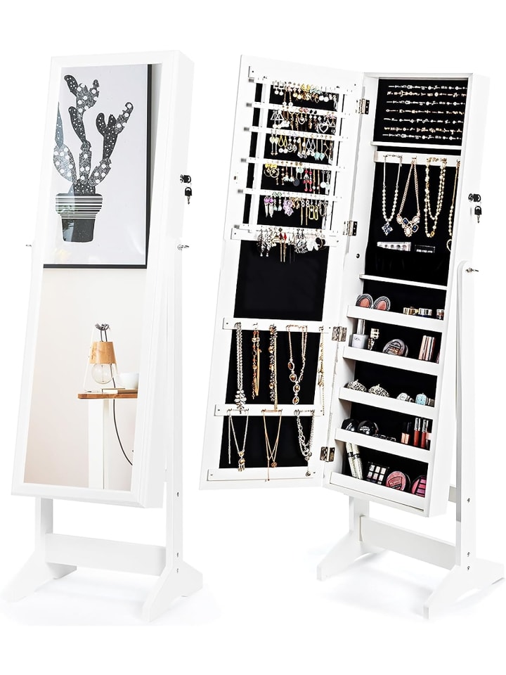 COSTWAY Standspiegel mit Schmuckschrank in Weiß günstig kaufen 41 cm