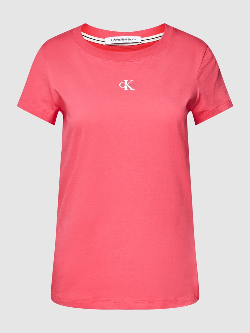T-Shirt mit Label-Print Modell 'MICRO MONOLOGO' in pink