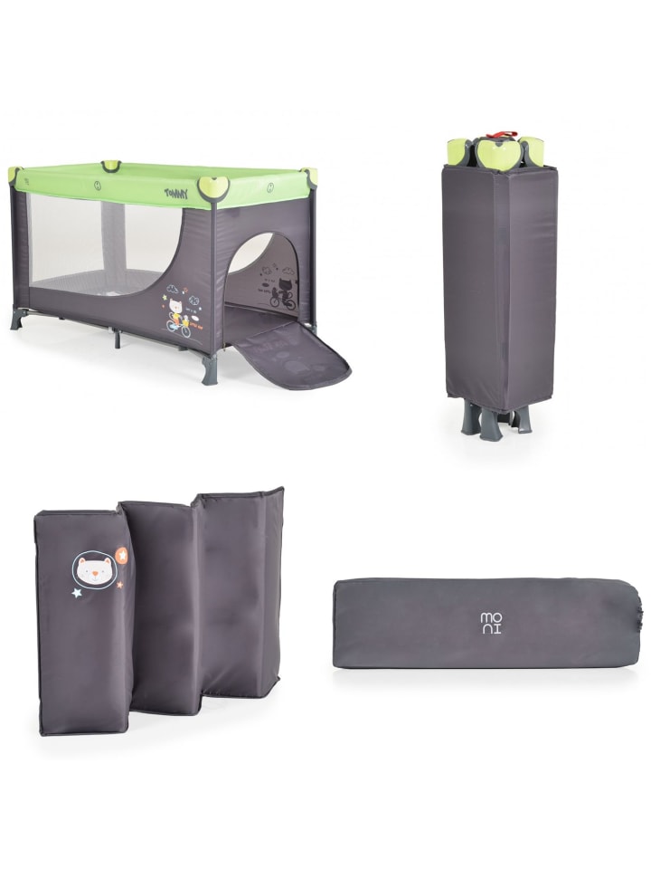 Moni Reisebett Tommy, 2 Ebenen in grün günstig kaufen 60x120 cm