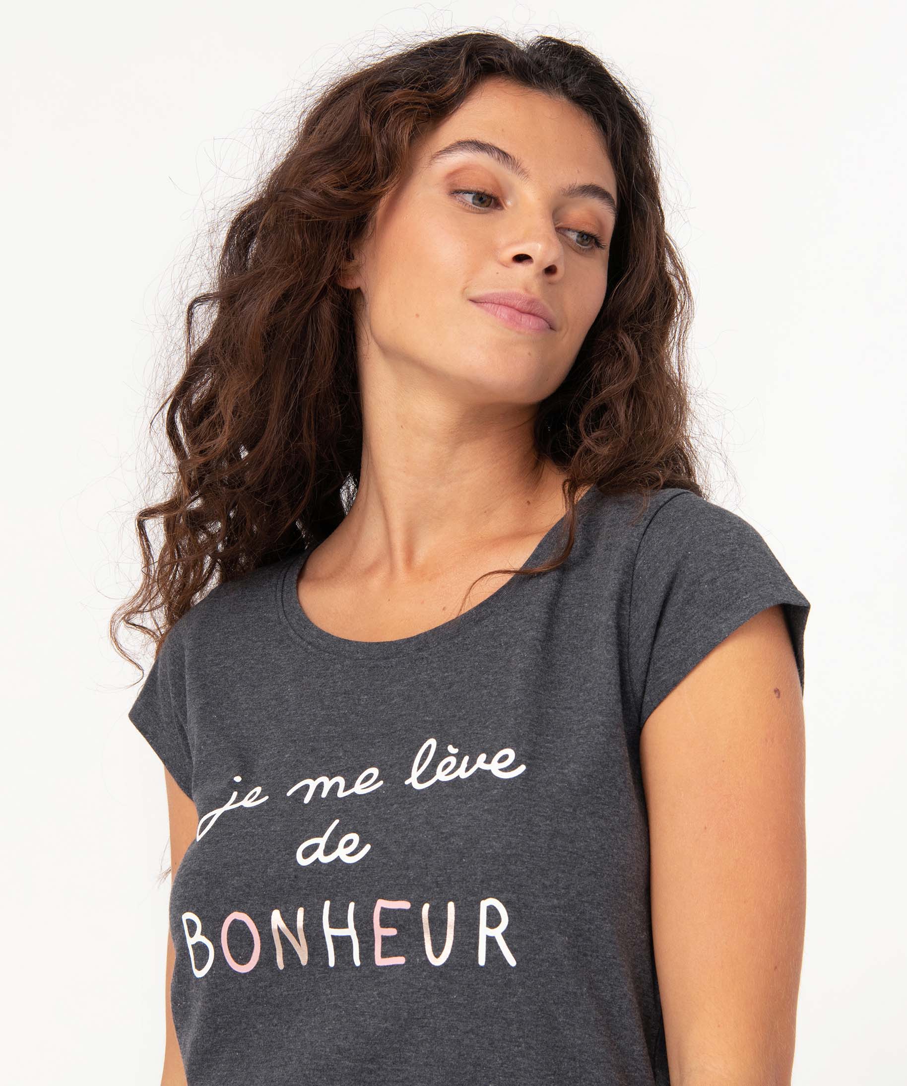 Pyjama bicolore avec message femme multicolore | GEMO