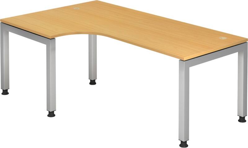 Hammerbacher J Serie Eckschreibtisch Buche Holz Silber 4 Füße 1.200 x 2.000 x 680 mm