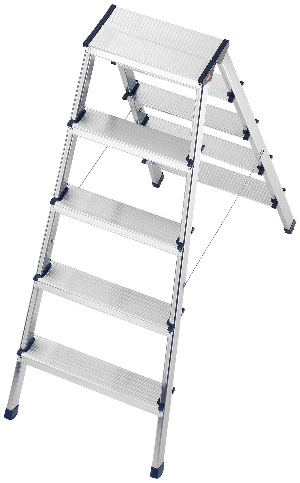 Hailo Doppelleiter D60 StandardLine (1-St), Alu-Sicherheits-Doppelstufenleiter 2x5 Stufen